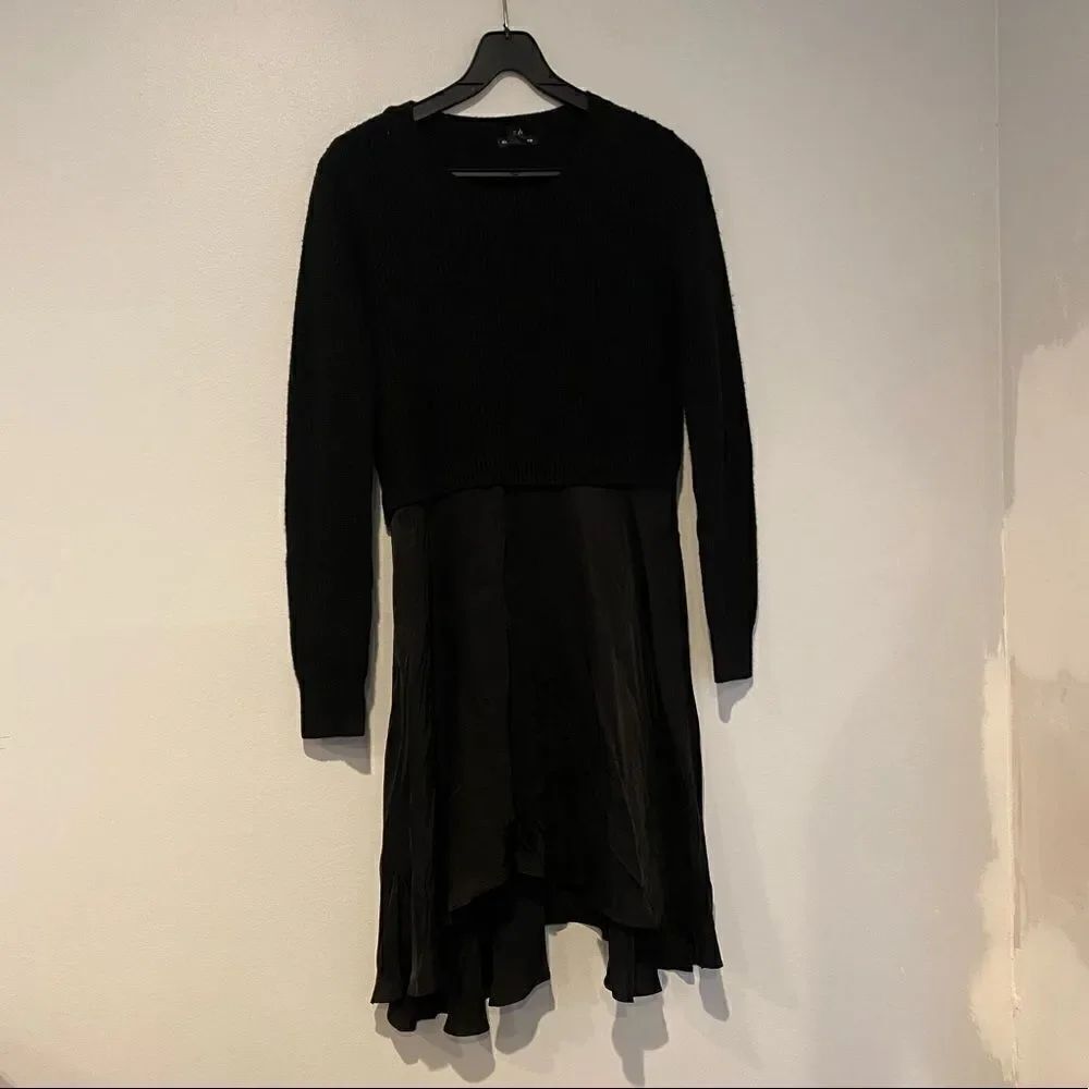 Club Monaco Black Sweater Silk Dress Combo Size Small